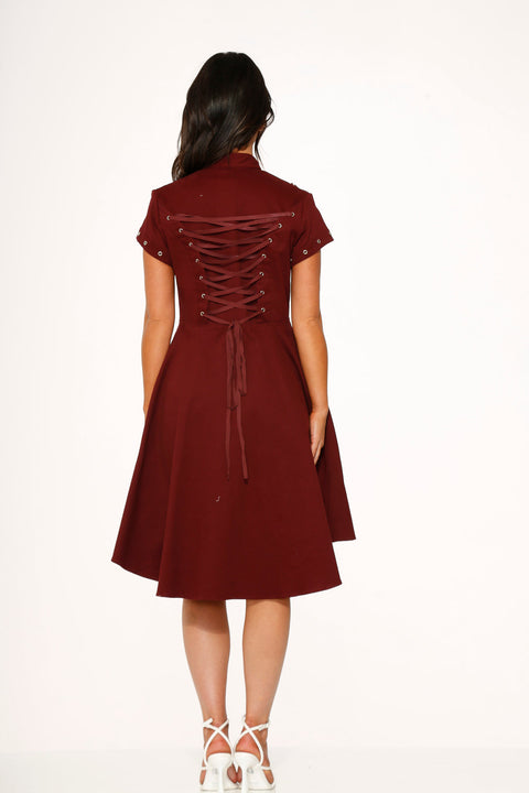 Battalion Burgundy Hi-Lo Swing Dress-6
