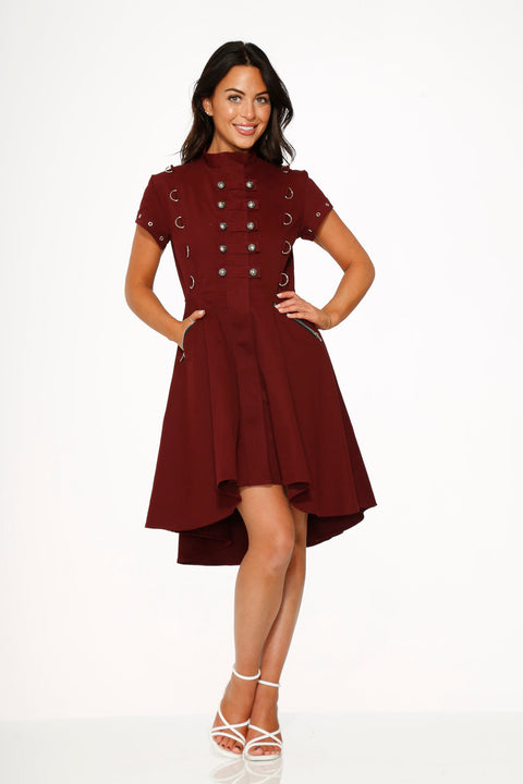 Battalion Burgundy Hi-Lo Swing Dress-1