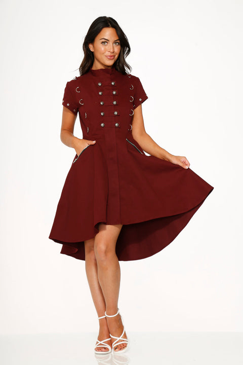 Battalion Burgundy Hi-Lo Swing Dress-2