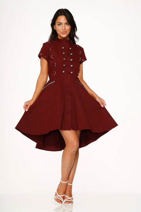 Battalion Burgundy Hi-Lo Swing Dress-3