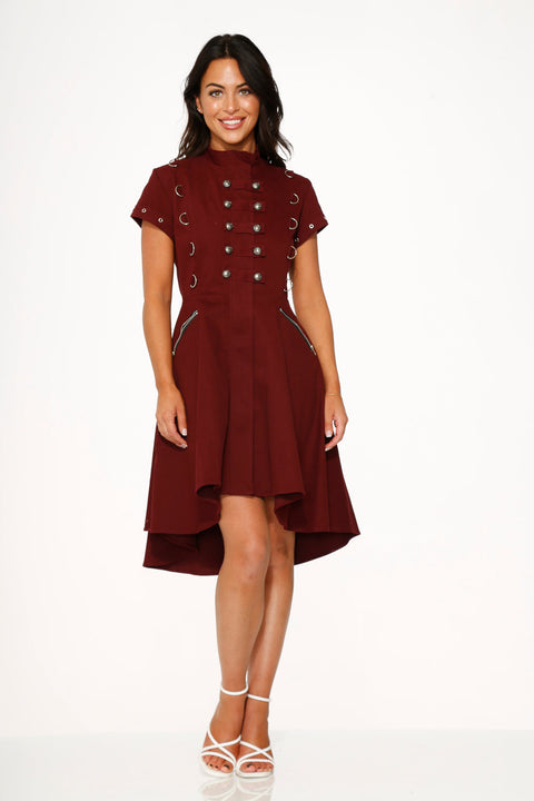 Battalion Burgundy Hi-Lo Swing Dress-4