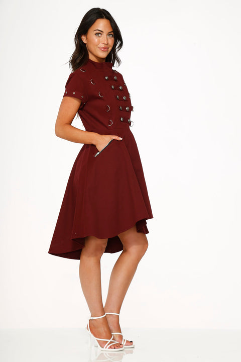 Battalion Burgundy Hi-Lo Swing Dress-5