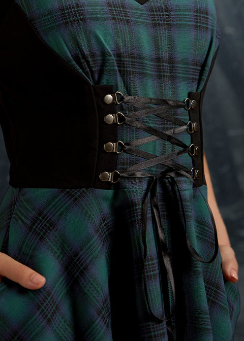 Grünes kariertes Swingkleid-1