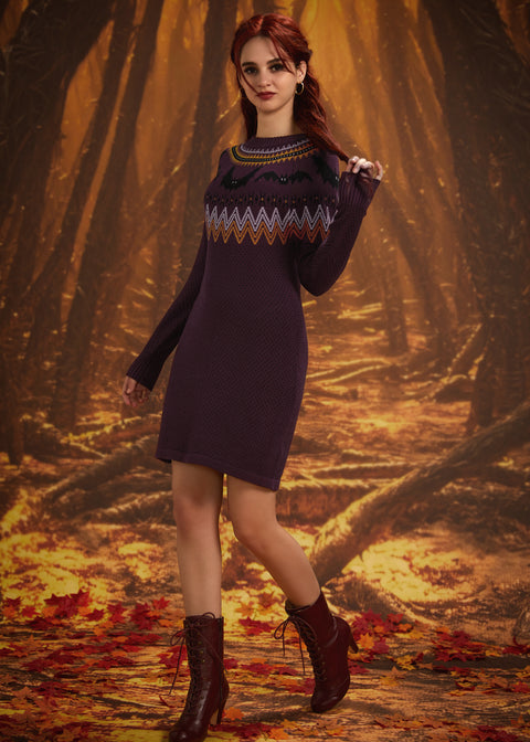 It Be Like 'Bat' Fair Isle Strickkleid-6