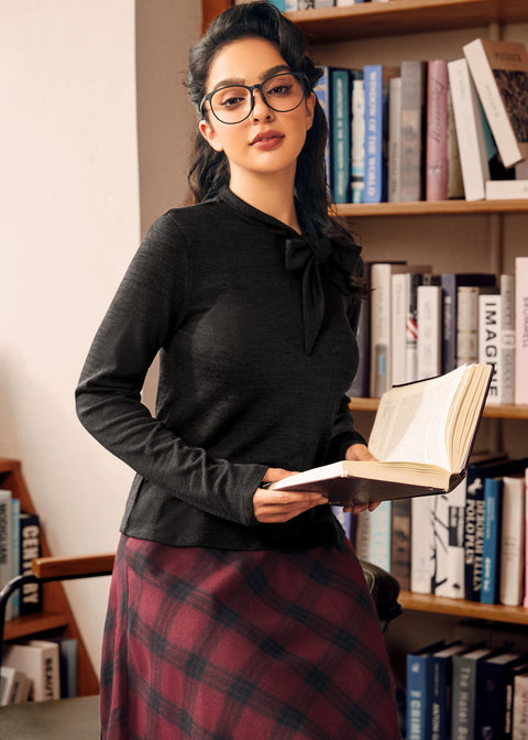 Rydell High Revisited Langarm-Top mit Bindekragen-2