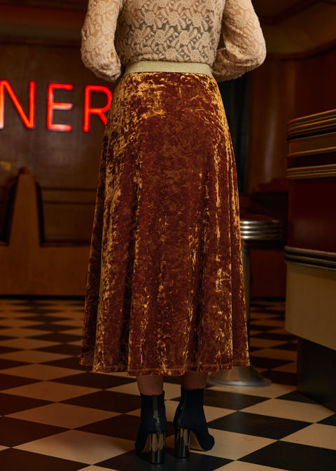 Golden Whispers Samt-Maxirock-3