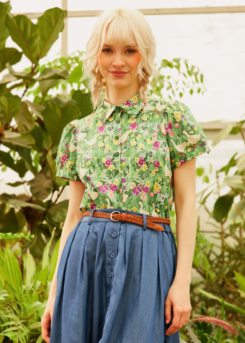 Goose in Bloom Button-Up Top-1