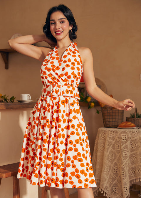 Instant Energy Faux-Wrap Neckholderkleid-3