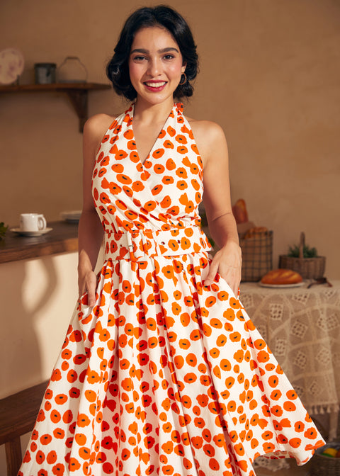 Instant Energy Faux-Wrap Neckholderkleid-2