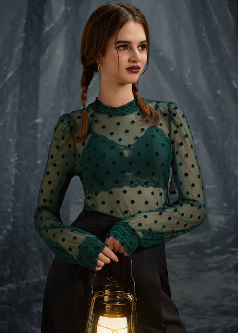 ModCloth Roxanne Bluse mit Smok-Einsatz und Stehkragen-2