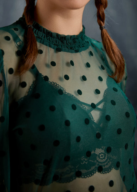 ModCloth Roxanne Bluse mit Smok-Einsatz und Stehkragen-1