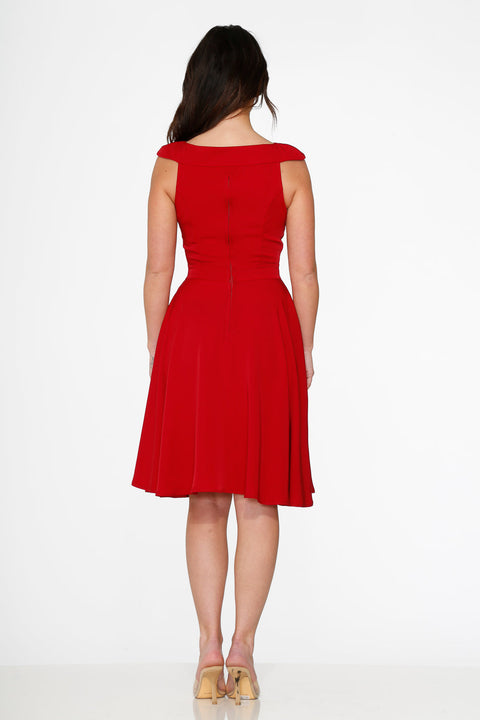 Rotes Swing-Kleid für besondere Anlässe-5