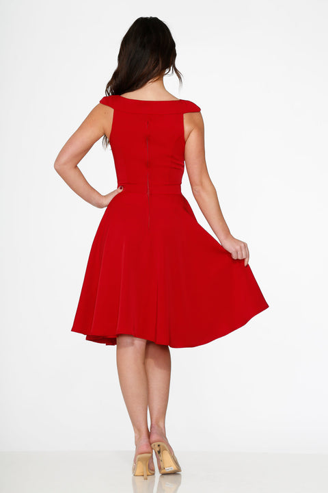 Rotes Swing-Kleid für besondere Anlässe-6