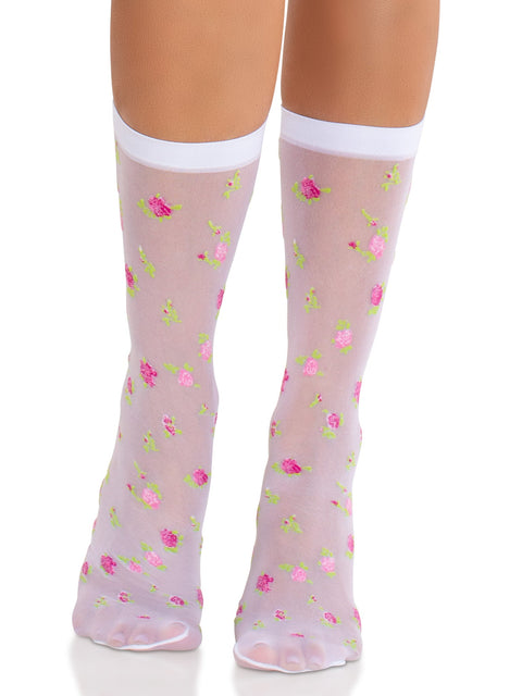 Rosette Sheer Crew Socken-1