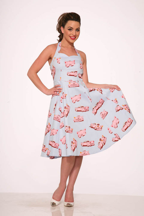Car Hop Halter Swing Dress-4