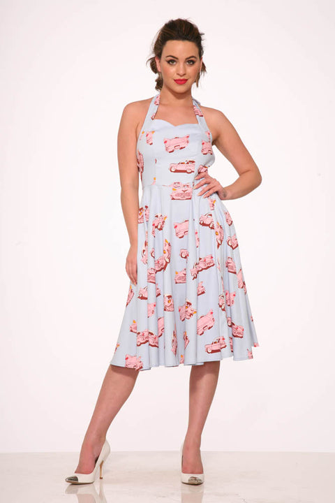 Car Hop Halter Swing Dress-1