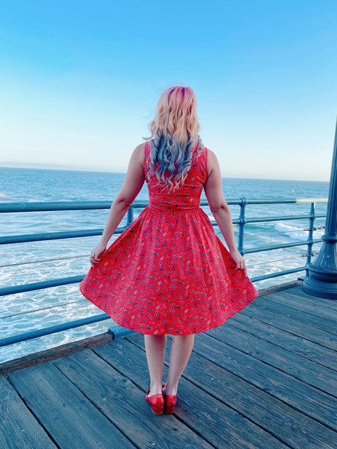 Vintage-Stil Midikleid Sonnenbrille-4