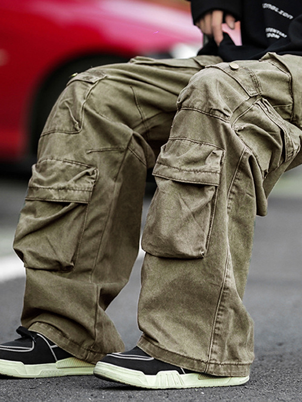 Men's Vintage Pocket Loose Cargo Pants-4