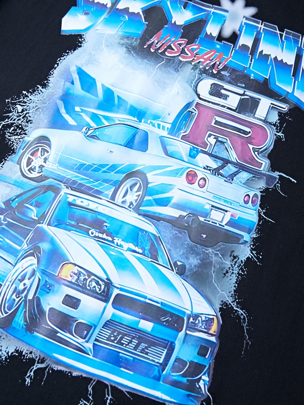 Men's Sports Car Print Washed Tee-2