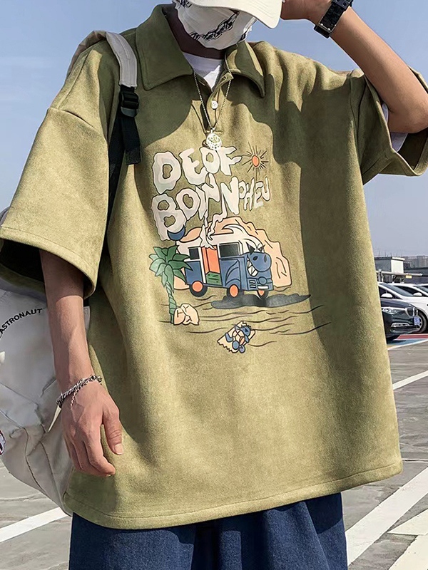 Men's Fun Print Polo Shirt-1