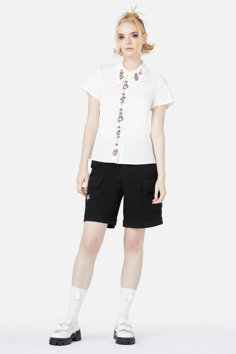 Butternuss-bestickte Bluse-2