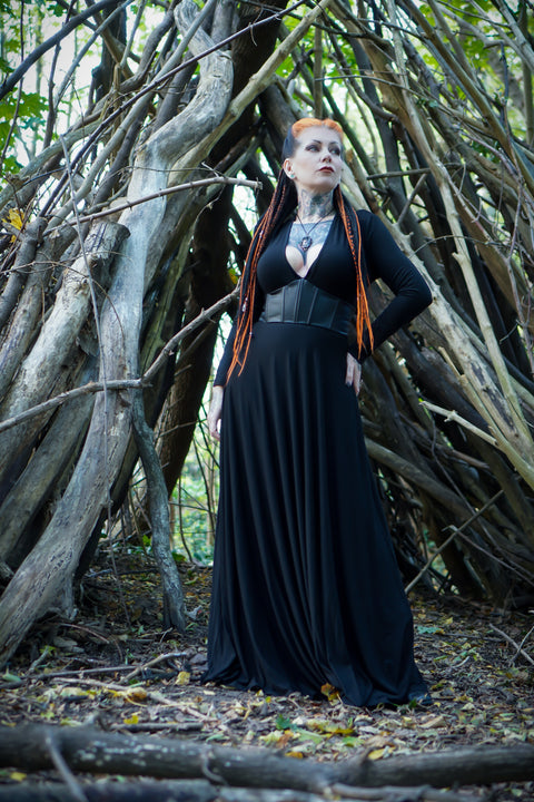 Blair – Jersey-Maxikleid mit Korsett-Taille aus veganem Leder-6