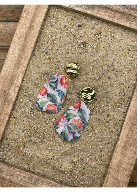 Orangefarbene Ohrringe mit Print-1