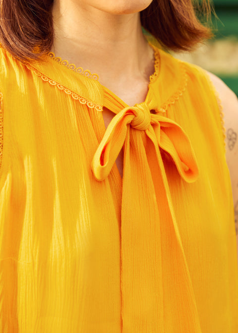 Picknick-taugliches Top mit Bindekragen-1