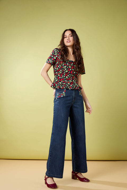 Himbeerfarbenes Kurzarmtop-3