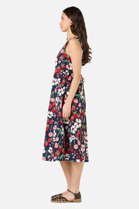 Beeren- und Cremefarbenes Midikleid-3