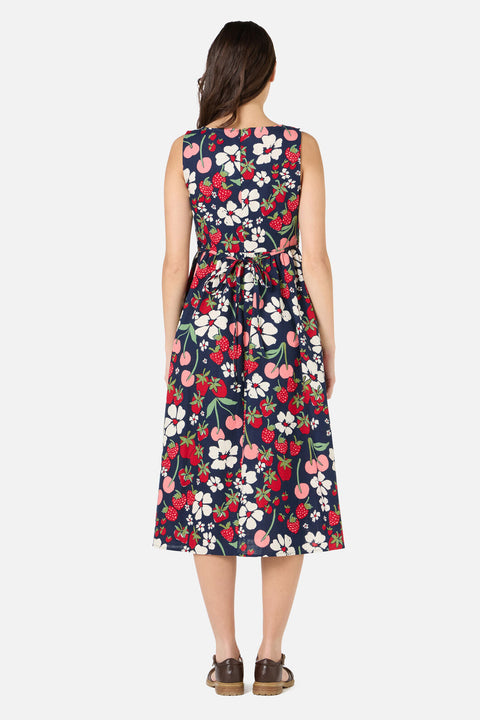 Beeren- und Cremefarbenes Midikleid-4