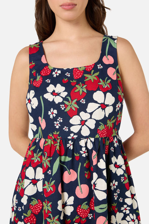 Beeren- und Cremefarbenes Midikleid-1
