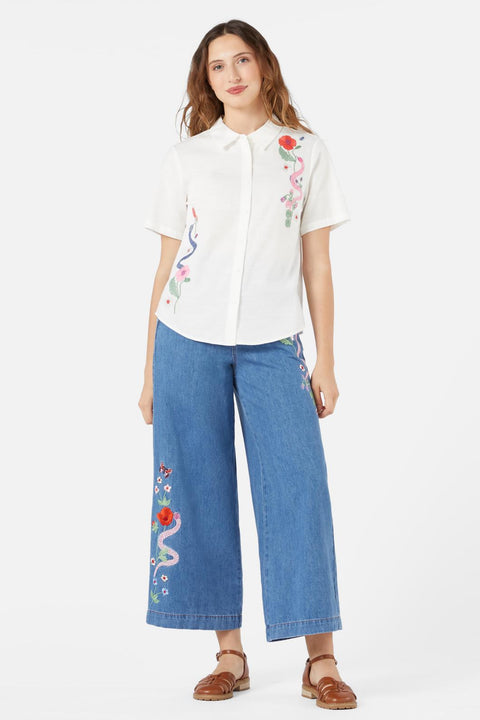 Bluse mit Schlangenstickerei-2