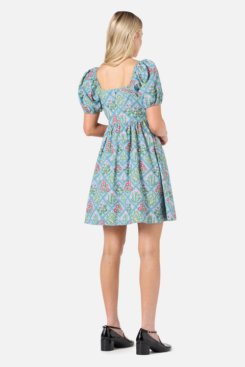 Minikleid mit Gittermuster und Blumenmuster-4