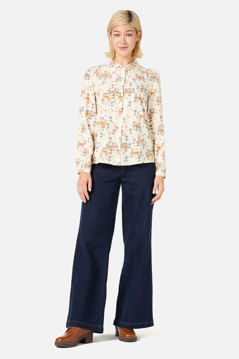 Langarmbluse mit Wiesen-Hirschmotiv-2