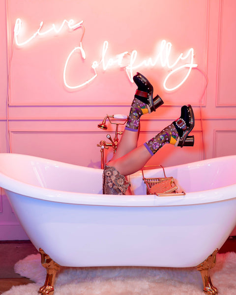 Schwarze, transparente Socken im Disco-Stil der 80er Jahre-7