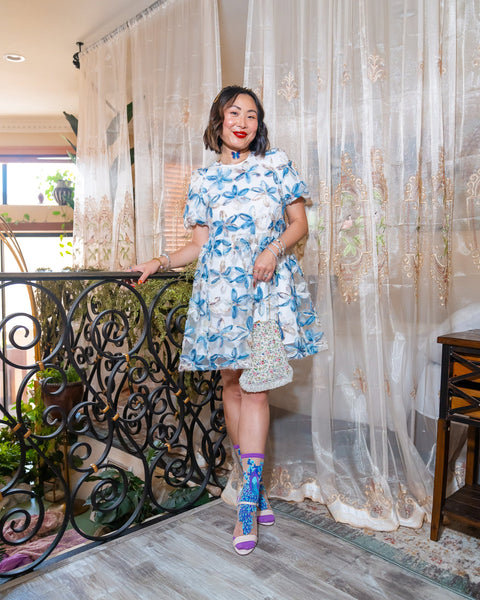 Aquamarine Pecock Sheer Crew Sock-6