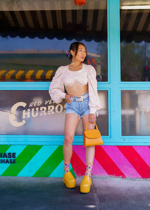 Transparente Knöchelsocke mit zartem Blumenmuster-6