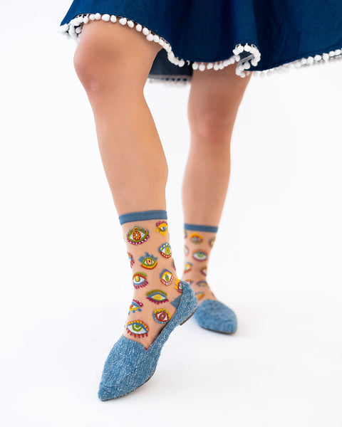Evil Eye Sheer Crew Sock-6