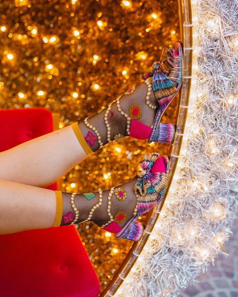 Schwarze, transparente Knöchelsocke von Pearls&Jewels-8