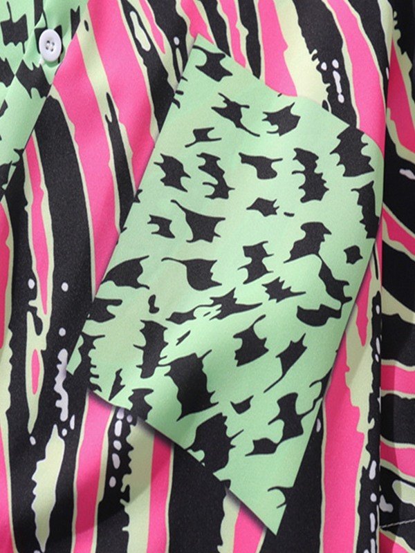 Men's Patchwork Animal Print Shirt-3