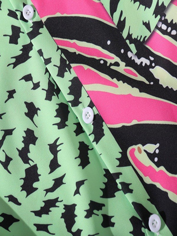 Men's Patchwork Animal Print Shirt-4