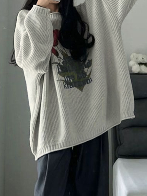 Tulip Jacquard Loose Sweater-3