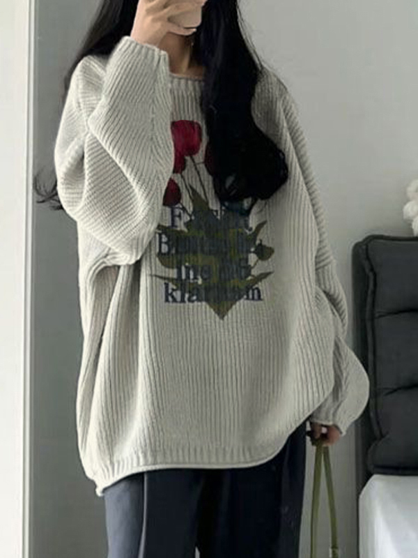 Tulip Jacquard Loose Sweater-1