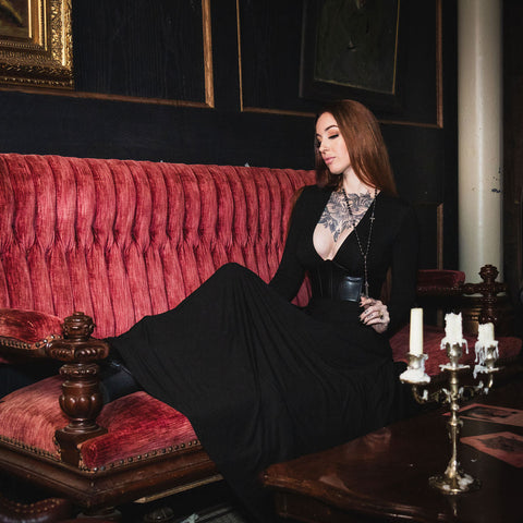 Blair – Jersey-Maxikleid mit Korsett-Taille aus veganem Leder-5