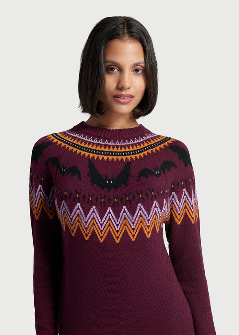 It Be Like 'Bat' Fair Isle Strickkleid-1